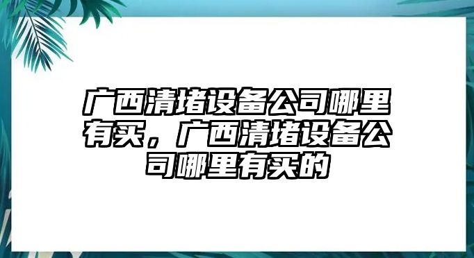 廣西清堵設備公司哪里有買(mǎi)，廣西清堵設備公司哪里有買(mǎi)的