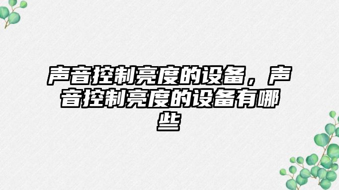 聲音控制亮度的設備，聲音控制亮度的設備有哪些