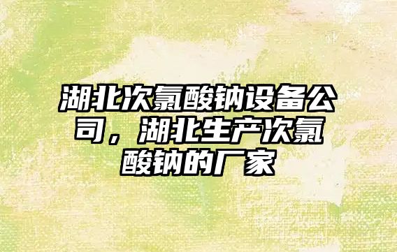 湖北次氯酸鈉設備公司，湖北生產(chǎn)次氯酸鈉的廠(chǎng)家