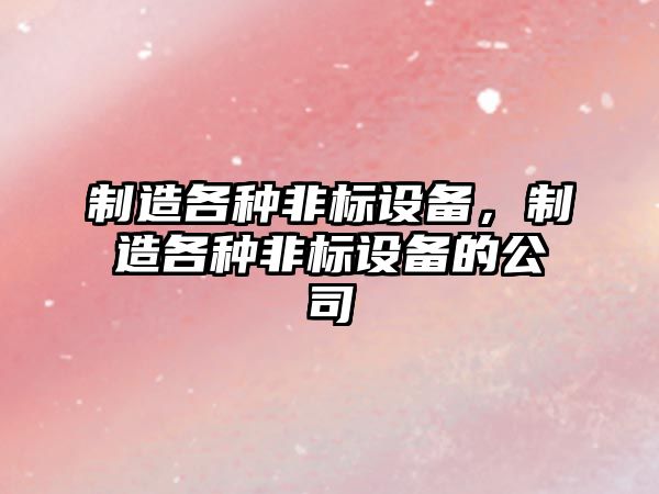 制造各種非標設備，制造各種非標設備的公司