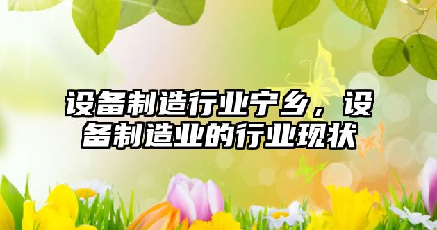 設備制造行業(yè)寧鄉，設備制造業(yè)的行業(yè)現狀