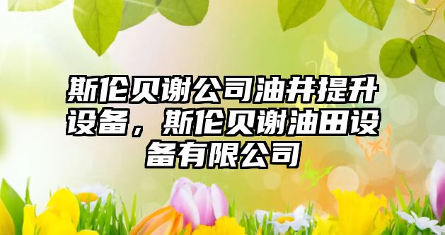 斯倫貝謝公司油井提升設備，斯倫貝謝油田設備有限公司