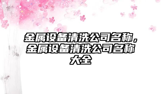 金屬設備清洗公司名稱(chēng)，金屬設備清洗公司名稱(chēng)大全