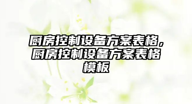 廚房控制設備方案表格，廚房控制設備方案表格模板