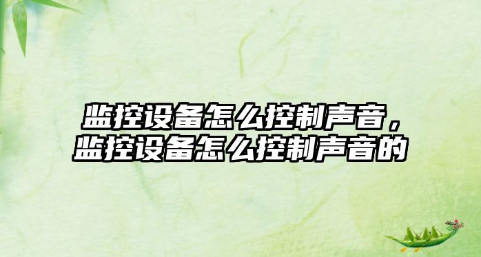 監控設備怎么控制聲音，監控設備怎么控制聲音的