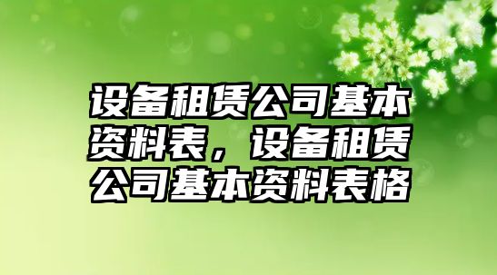 設備租賃公司基本資料表，設備租賃公司基本資料表格