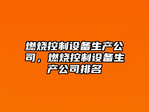 燃燒控制設備生產(chǎn)公司，燃燒控制設備生產(chǎn)公司排名