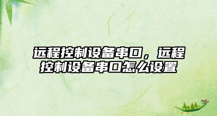 遠程控制設備串口，遠程控制設備串口怎么設置