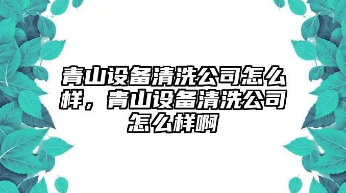 青山設備清洗公司怎么樣，青山設備清洗公司怎么樣啊