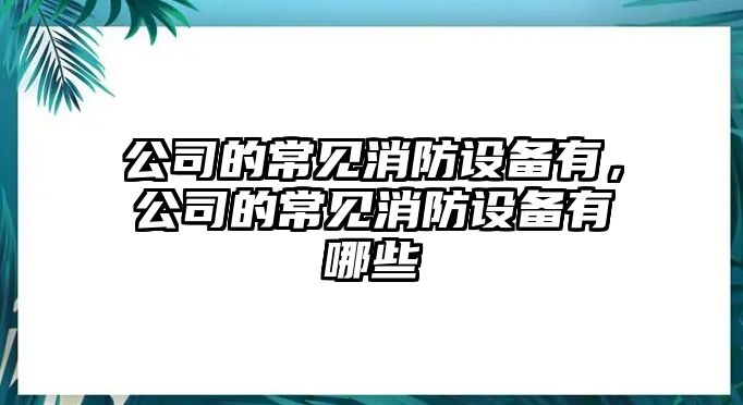 公司的常見(jiàn)消防設備有，公司的常見(jiàn)消防設備有哪些