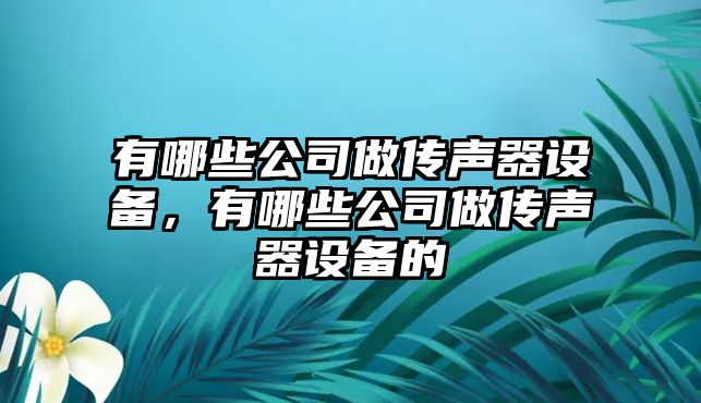 有哪些公司做傳聲器設備，有哪些公司做傳聲器設備的