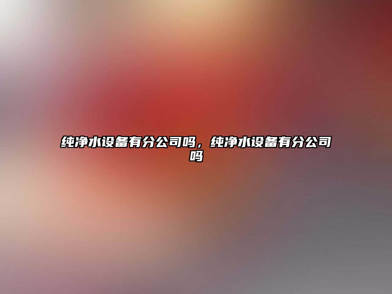 純凈水設備有分公司嗎，純凈水設備有分公司嗎