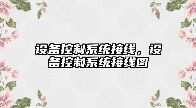 設備控制系統接線(xiàn)，設備控制系統接線(xiàn)圖