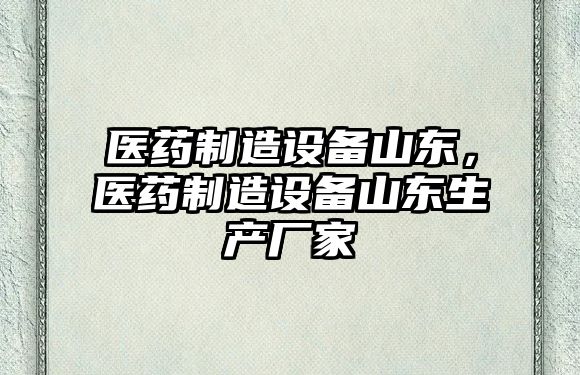 醫藥制造設備山東，醫藥制造設備山東生產(chǎn)廠(chǎng)家