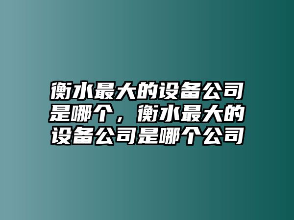 衡水最大的設備公司是哪個(gè)，衡水最大的設備公司是哪個(gè)公司