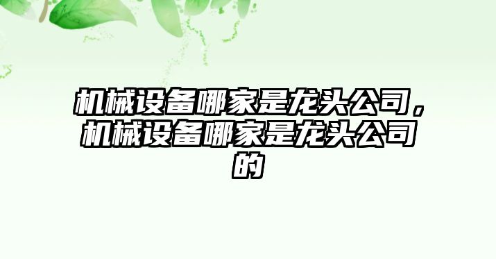 機械設備哪家是龍頭公司，機械設備哪家是龍頭公司的