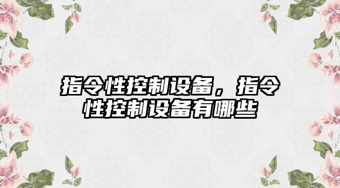 指令性控制設備，指令性控制設備有哪些