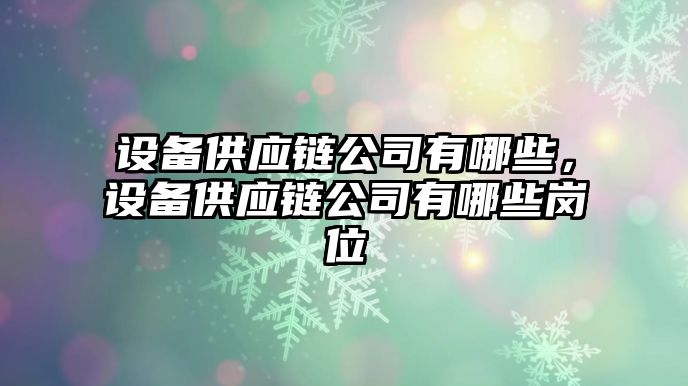 設備供應鏈公司有哪些，設備供應鏈公司有哪些崗位