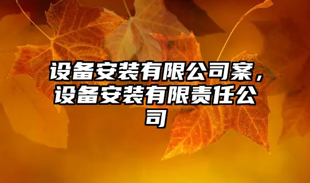 設備安裝有限公司案，設備安裝有限責任公司