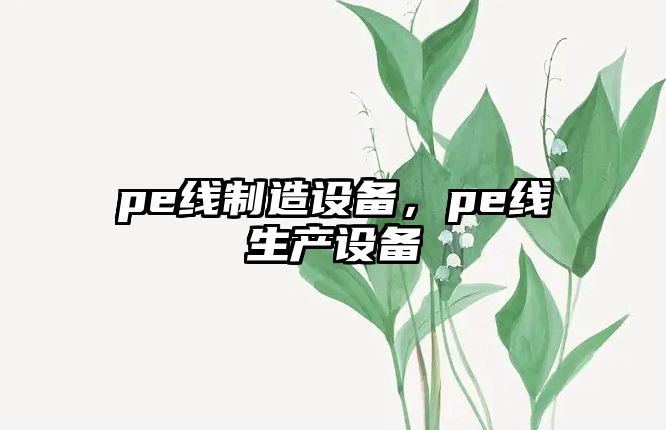 pe線(xiàn)制造設備，pe線(xiàn)生產(chǎn)設備