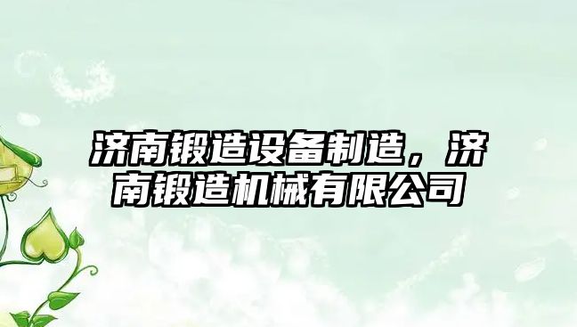 濟南鍛造設備制造，濟南鍛造機械有限公司