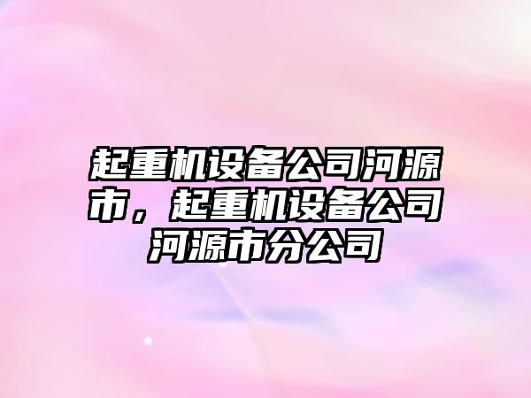 起重機設備公司河源市，起重機設備公司河源市分公司
