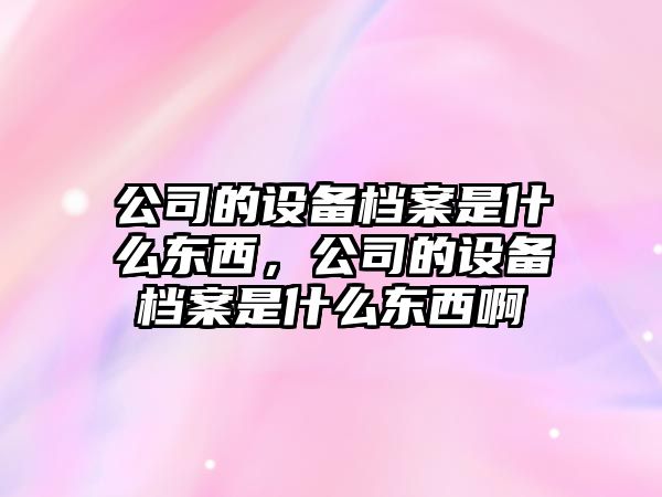 公司的設備檔案是什么東西，公司的設備檔案是什么東西啊