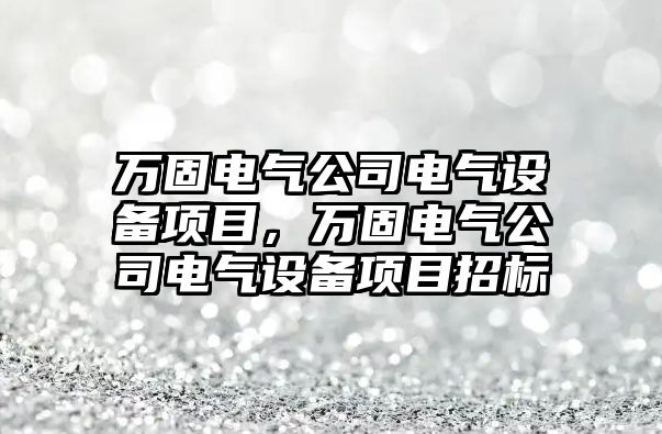 萬(wàn)固電氣公司電氣設備項目，萬(wàn)固電氣公司電氣設備項目招標