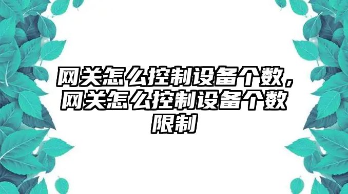 網(wǎng)關(guān)怎么控制設備個(gè)數，網(wǎng)關(guān)怎么控制設備個(gè)數限制