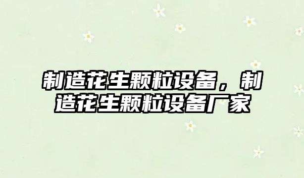 制造花生顆粒設備，制造花生顆粒設備廠(chǎng)家