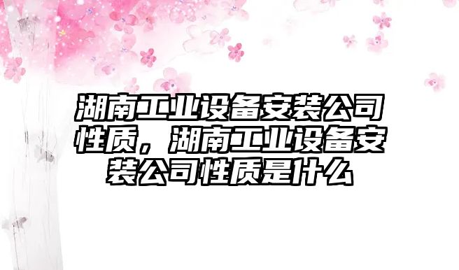 湖南工業(yè)設備安裝公司性質(zhì)，湖南工業(yè)設備安裝公司性質(zhì)是什么