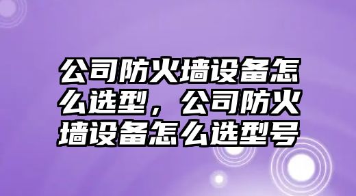 公司防火墻設備怎么選型，公司防火墻設備怎么選型號