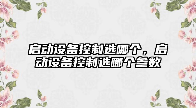 啟動(dòng)設備控制選哪個(gè)，啟動(dòng)設備控制選哪個(gè)參數