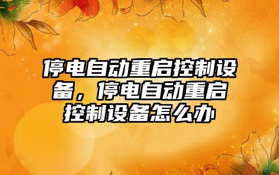 停電自動(dòng)重啟控制設備，停電自動(dòng)重啟控制設備怎么辦