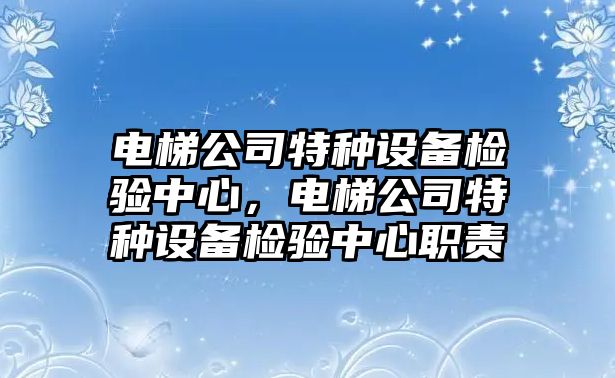 電梯公司特種設備檢驗中心，電梯公司特種設備檢驗中心職責