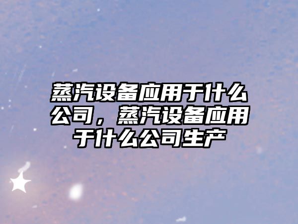 蒸汽設備應用于什么公司，蒸汽設備應用于什么公司生產(chǎn)