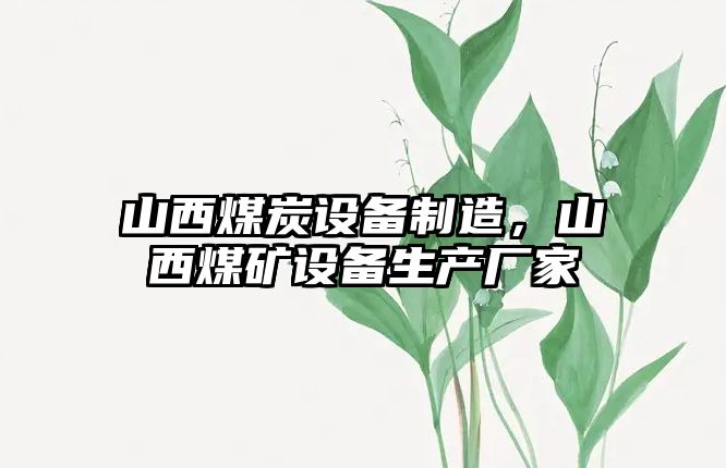 山西煤炭設備制造，山西煤礦設備生產(chǎn)廠(chǎng)家