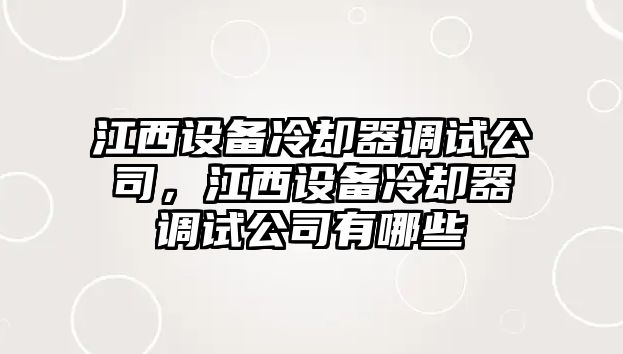 江西設備冷卻器調試公司，江西設備冷卻器調試公司有哪些