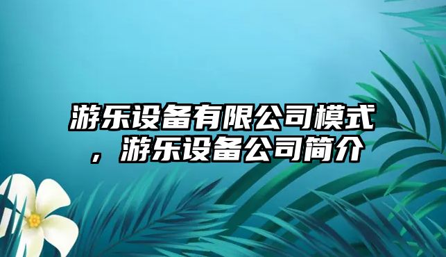 游樂(lè )設備有限公司模式，游樂(lè )設備公司簡(jiǎn)介