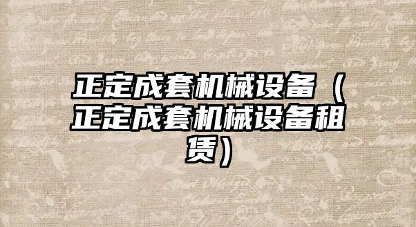 正定成套機械設備（正定成套機械設備租賃）