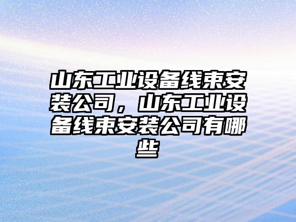 山東工業(yè)設備線(xiàn)束安裝公司，山東工業(yè)設備線(xiàn)束安裝公司有哪些