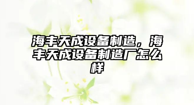 海豐天成設備制造，海豐天成設備制造廠(chǎng)怎么樣