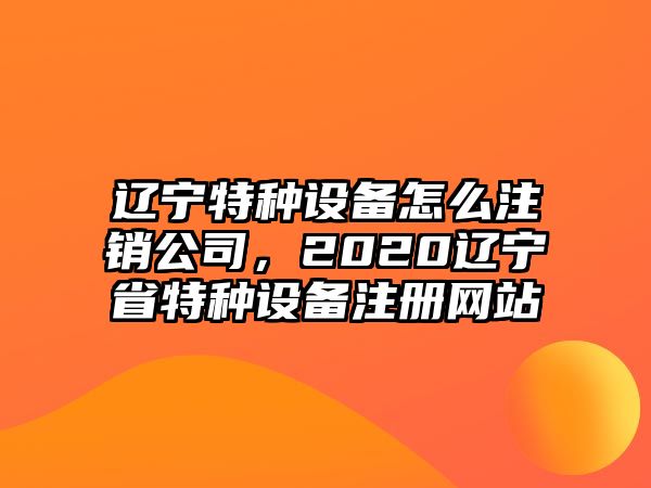 遼寧特種設備怎么注銷(xiāo)公司，2020遼寧省特種設備注冊網(wǎng)站