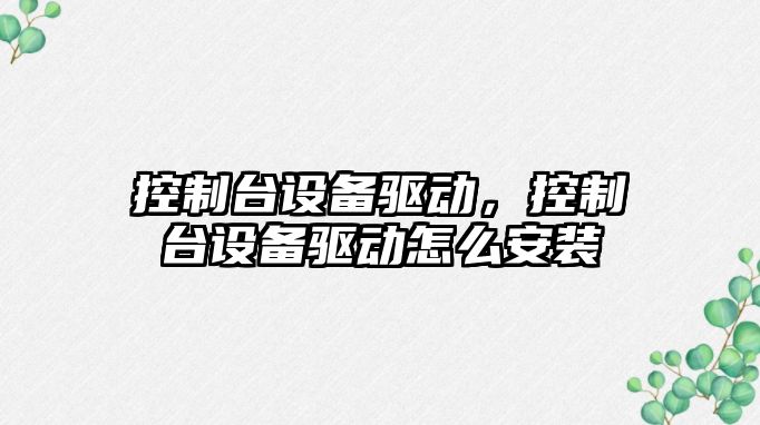 控制臺設備驅動(dòng)，控制臺設備驅動(dòng)怎么安裝