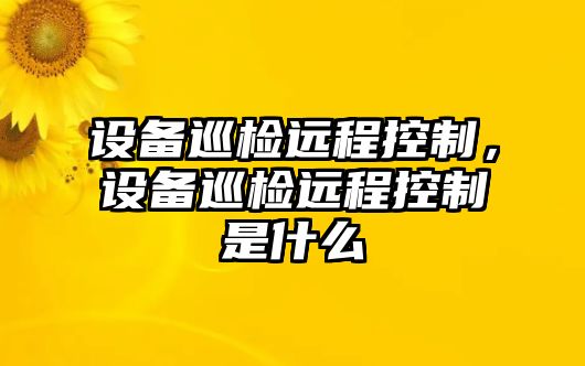 設備巡檢遠程控制，設備巡檢遠程控制是什么
