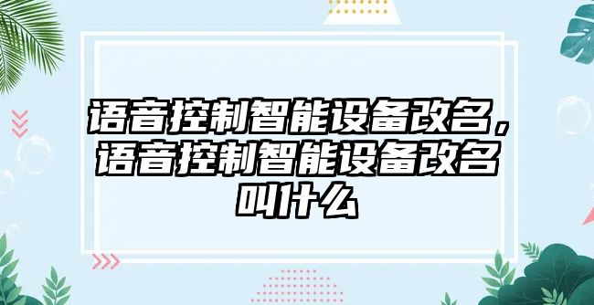 語(yǔ)音控制智能設備改名，語(yǔ)音控制智能設備改名叫什么