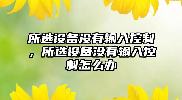 所選設備沒(méi)有輸入控制，所選設備沒(méi)有輸入控制怎么辦