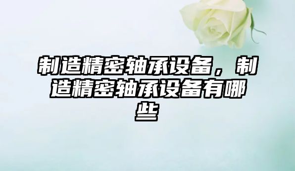 制造精密軸承設備，制造精密軸承設備有哪些