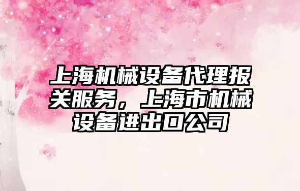 上海機械設備代理報關(guān)服務(wù)，上海市機械設備進(jìn)出口公司
