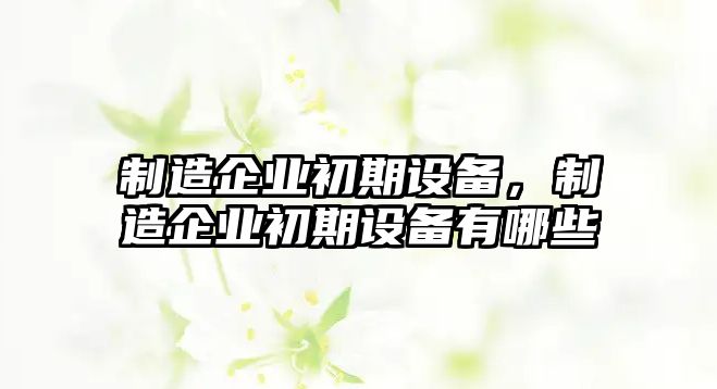 制造企業(yè)初期設備，制造企業(yè)初期設備有哪些